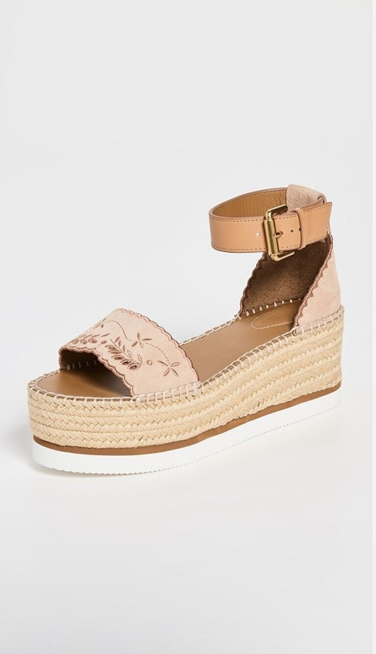 See By Chloe Glyn Embroidery Espadrill Size 41 NWB Nude